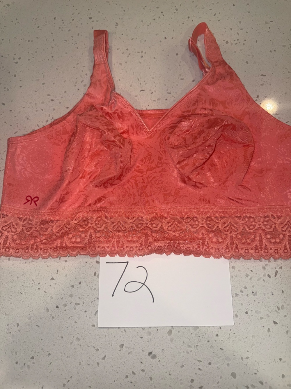 Ruby Ribbon Lace Demiette, Coral with Rose Deluster, Never Worn, 38